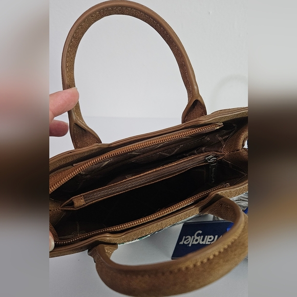 Wrangler Ladies Southwestern Small Canvas Brown Crossbody Tote Bag - Picture 10 of 11